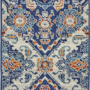2’ X 3’ Blue And Ivory Persian Patterns Scatter Rug
