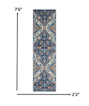 2’ X 3’ Blue And Ivory Persian Patterns Scatter Rug