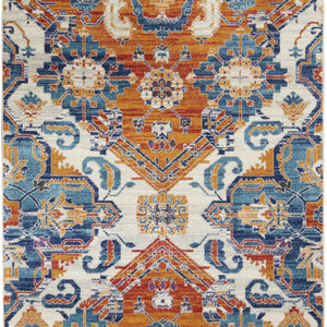 5’ X 7’ Ivory And Gold Floral Motif Area Rug