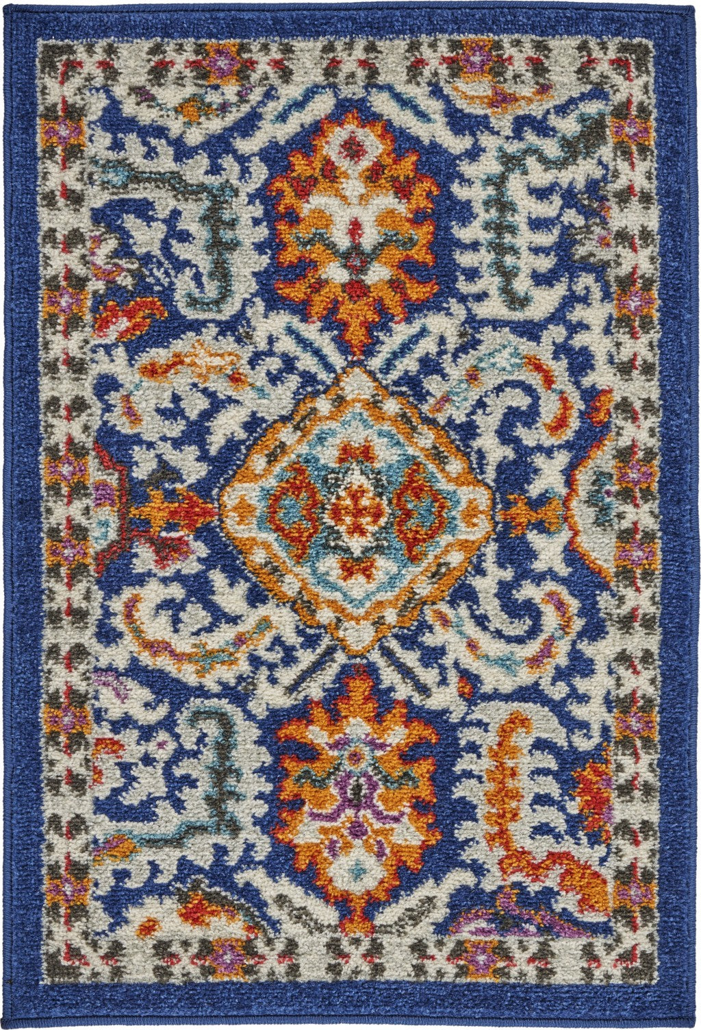 2’ X 3’ Blue And Gold Intricate Scatter Rug