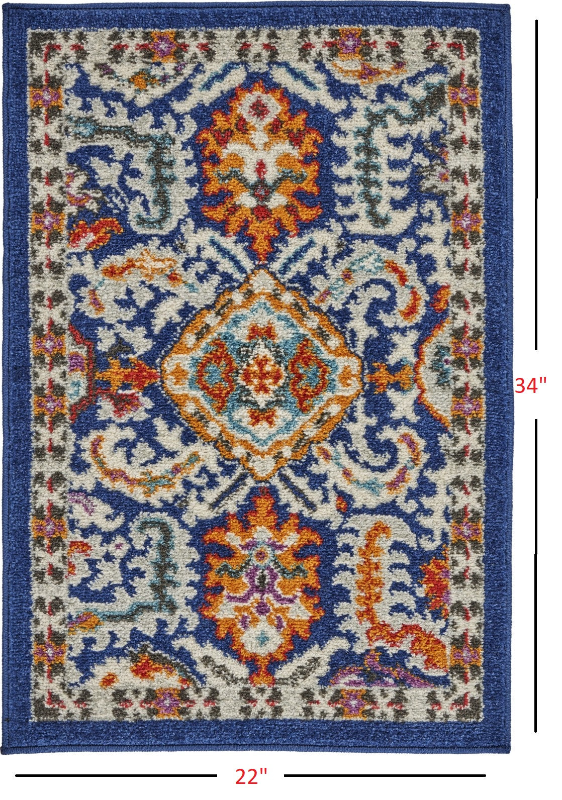 2’ X 3’ Blue And Gold Intricate Scatter Rug