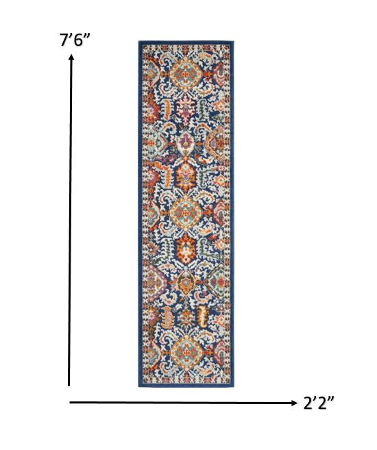 2’ X 3’ Blue And Gold Intricate Scatter Rug