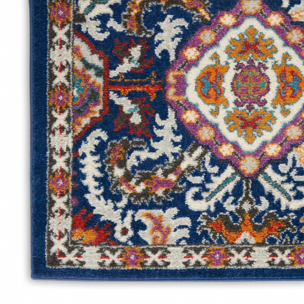2’ X 3’ Blue And Gold Intricate Scatter Rug
