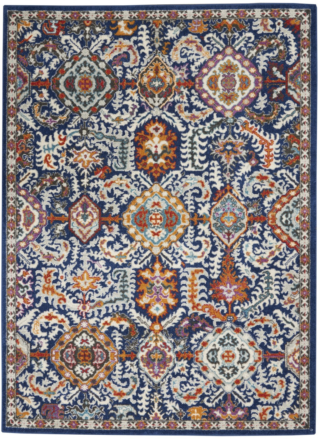 2’ X 3’ Blue And Gold Intricate Scatter Rug