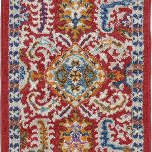 2’ X 3’ Red And Multicolor Decorative Scatter Rug