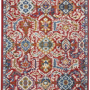 4’ X 6’ Red And Multicolor Decorative Area Rug