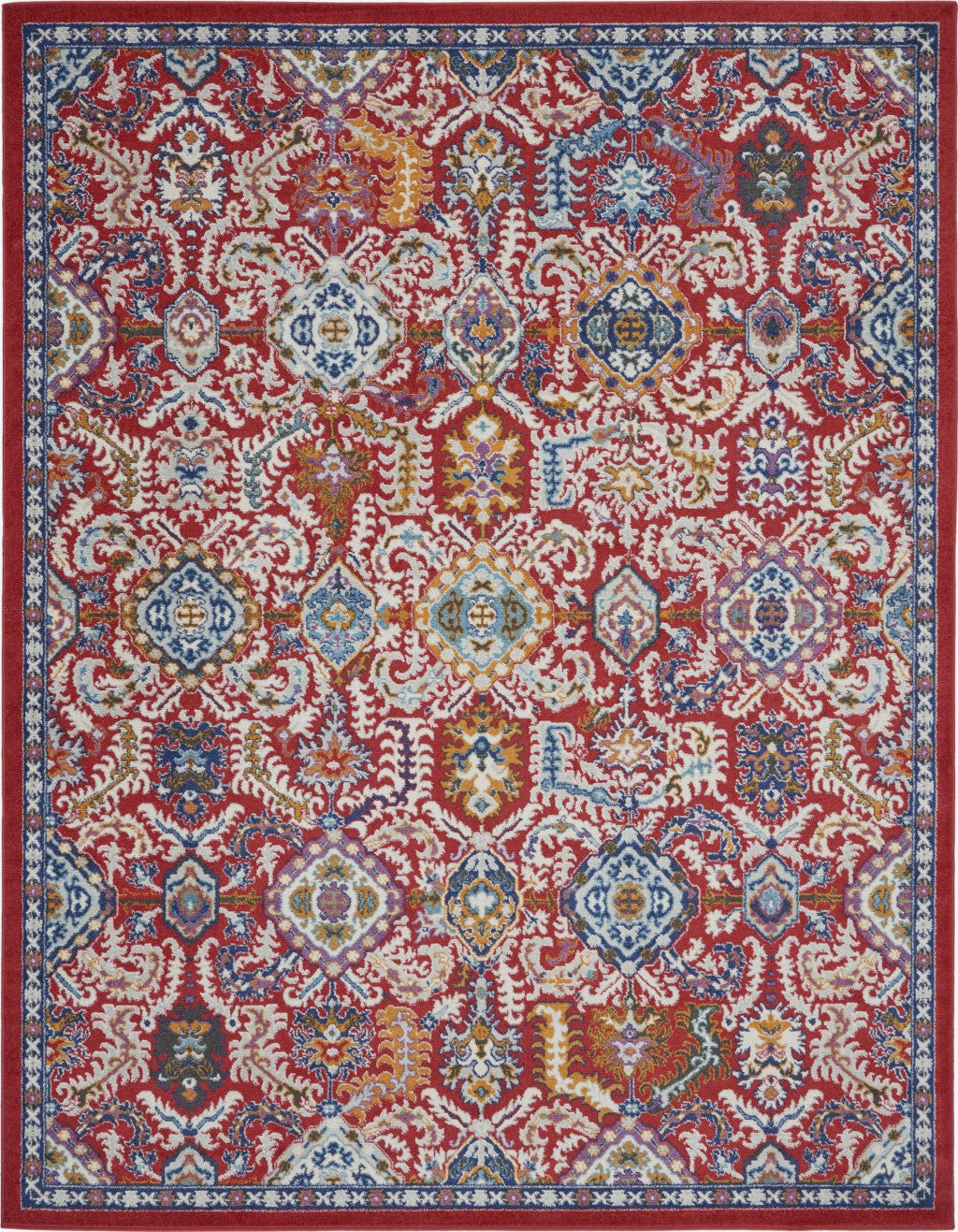 2’ X 3’ Red And Multicolor Decorative Scatter Rug