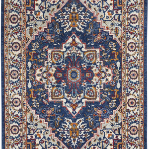 4’ X 6’ Blue And Ruby Medallion Area Rug