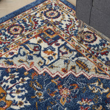 4’ X 6’ Blue And Ruby Medallion Area Rug