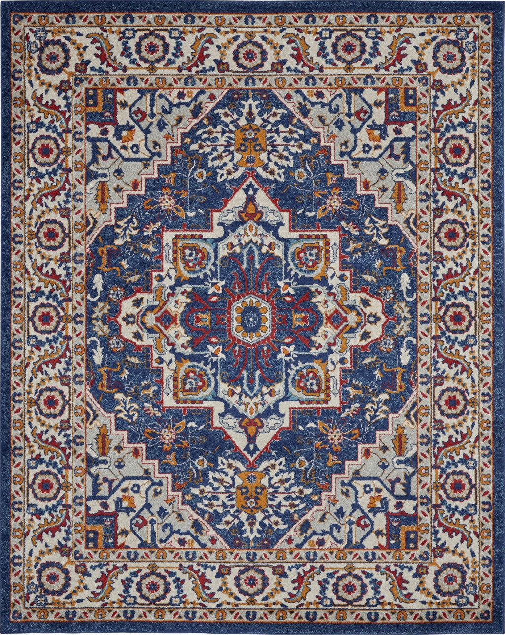 4’ X 6’ Blue And Ruby Medallion Area Rug