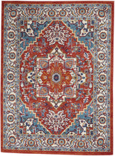 5’ X 7’ Red And Ivory Medallion Area Rug