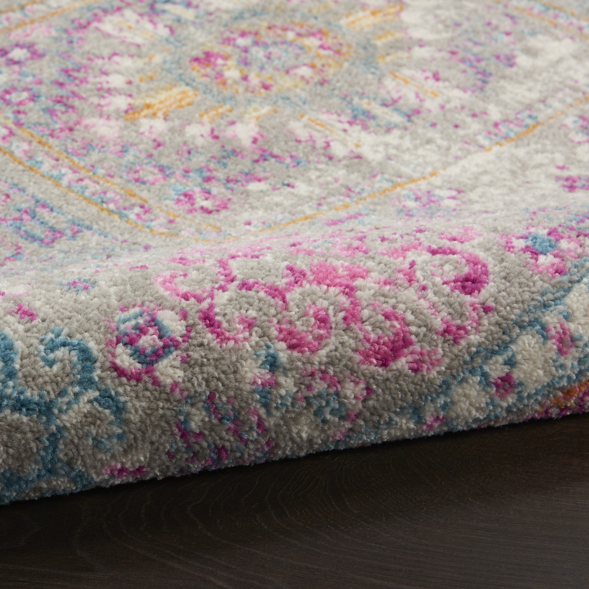 Gray Distressed Ornamental Runner Rug - 2’ x 6’