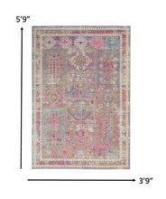 Gray Distressed Ornamental Area Rug - 4’ x 6’