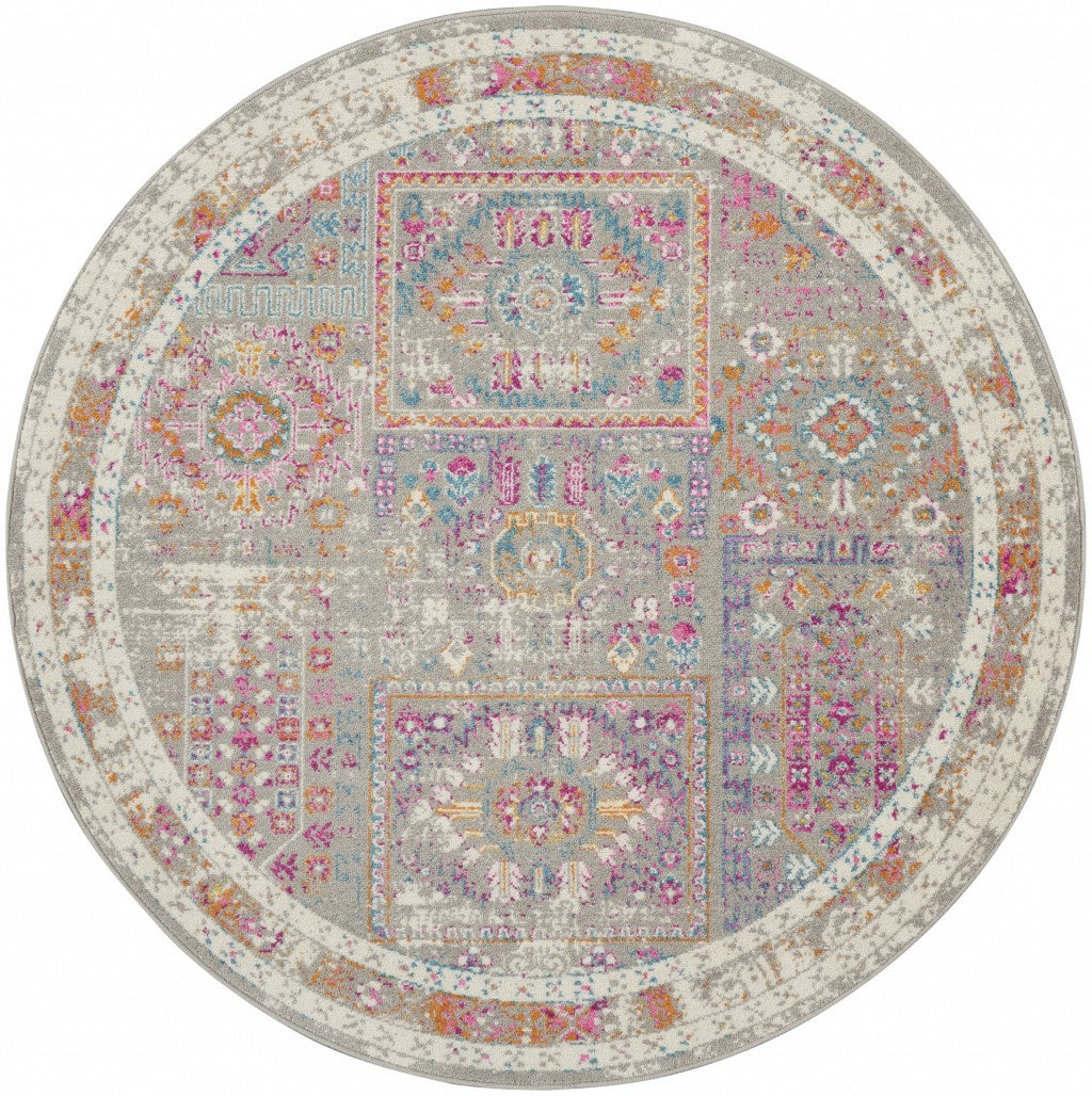 Gray Distressed Ornamental Area Rug - 4’ x 6’