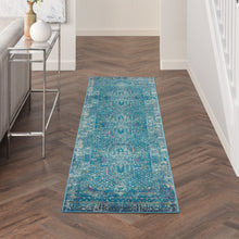 2’ X 6’ Blue Distressed Medallion Runner Rug
