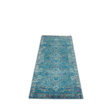 2’ X 6’ Blue Distressed Medallion Runner Rug