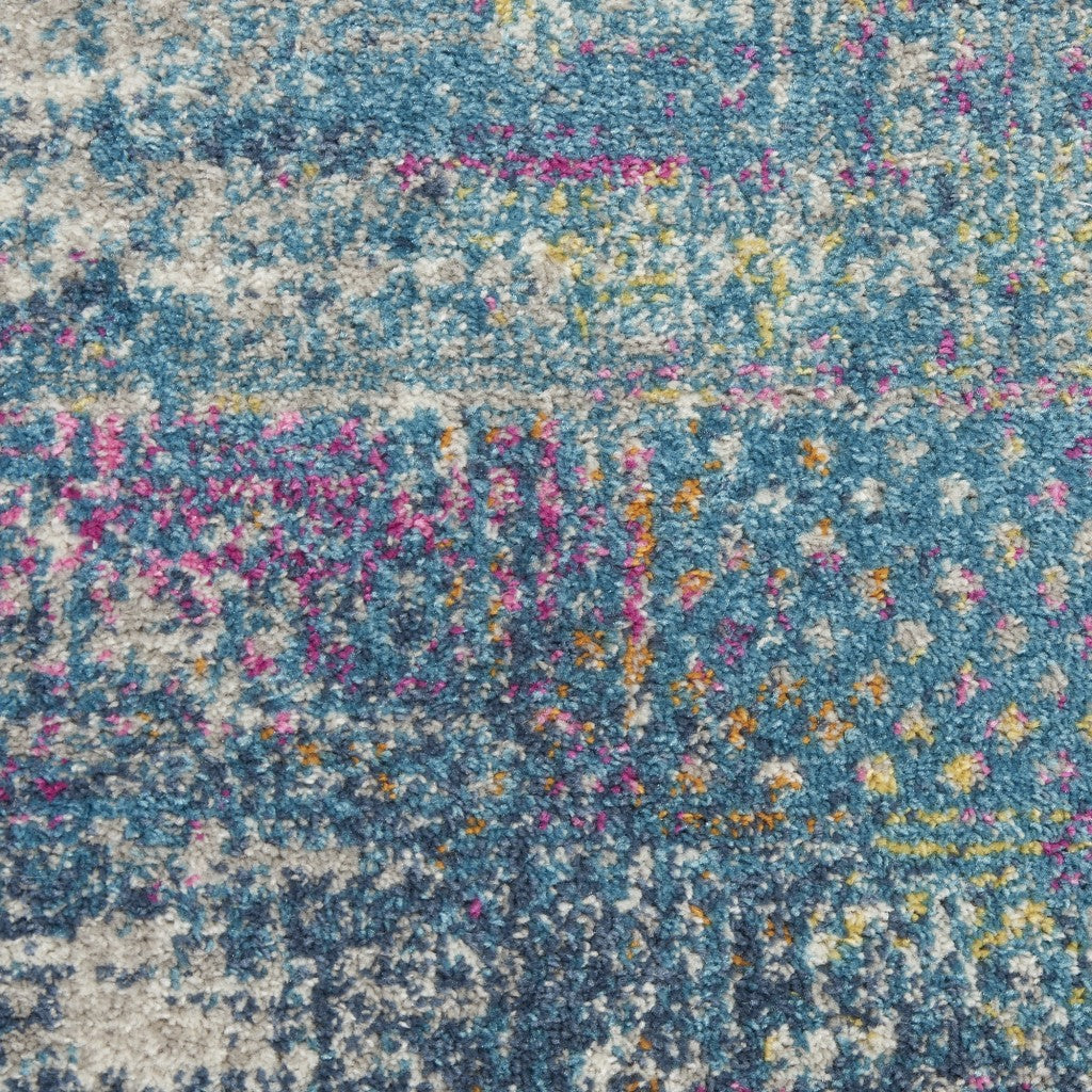 2’ X 6’ Blue Distressed Medallion Runner Rug