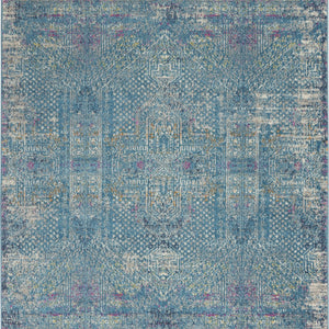 2’ X 6’ Blue Distressed Medallion Runner Rug