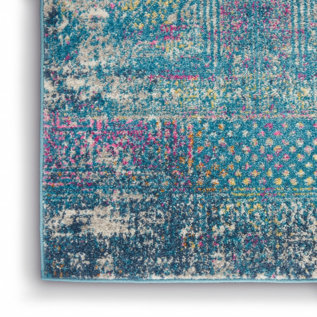 2’ X 6’ Blue Distressed Medallion Runner Rug