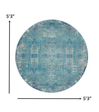 2’ X 6’ Blue Distressed Medallion Runner Rug