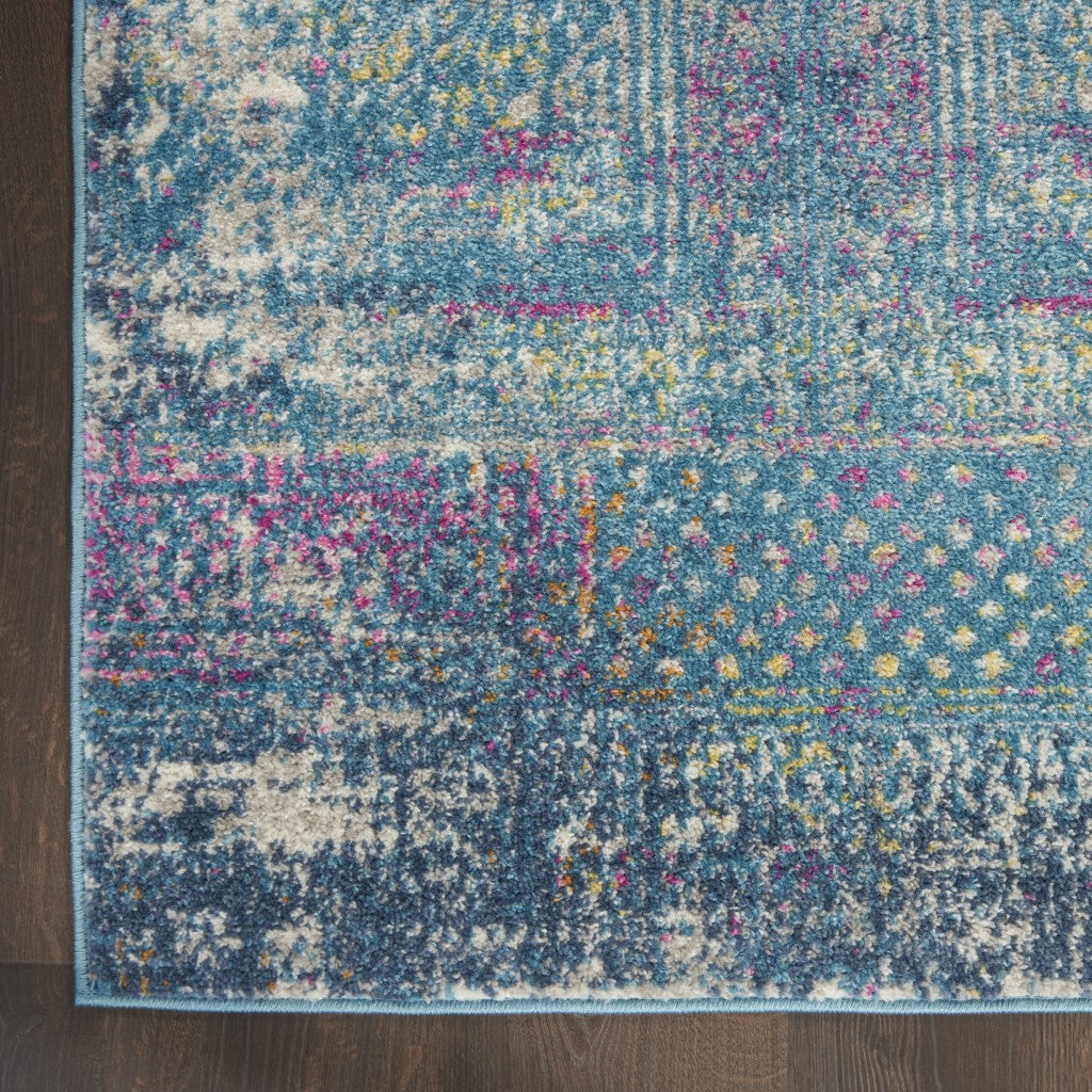 2’ X 6’ Blue Distressed Medallion Runner Rug