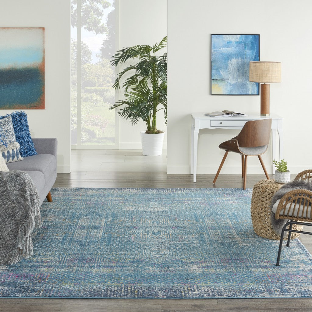 2’ X 6’ Blue Distressed Medallion Runner Rug