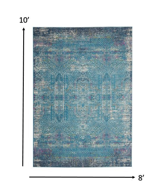 2’ X 6’ Blue Distressed Medallion Runner Rug