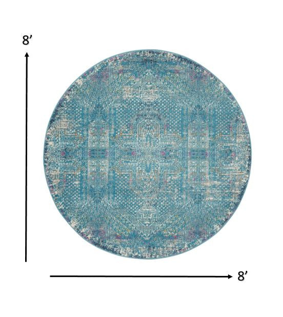 2’ X 6’ Blue Distressed Medallion Runner Rug