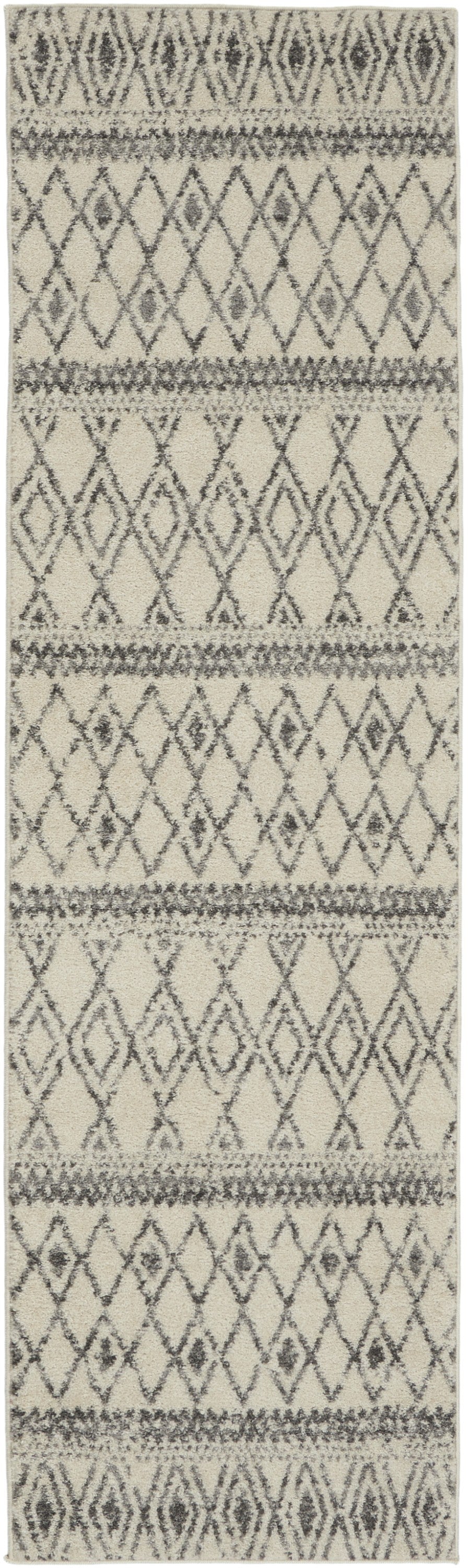 2’ X 10’ Ivory And Gray Berber Pattern Runner Rug