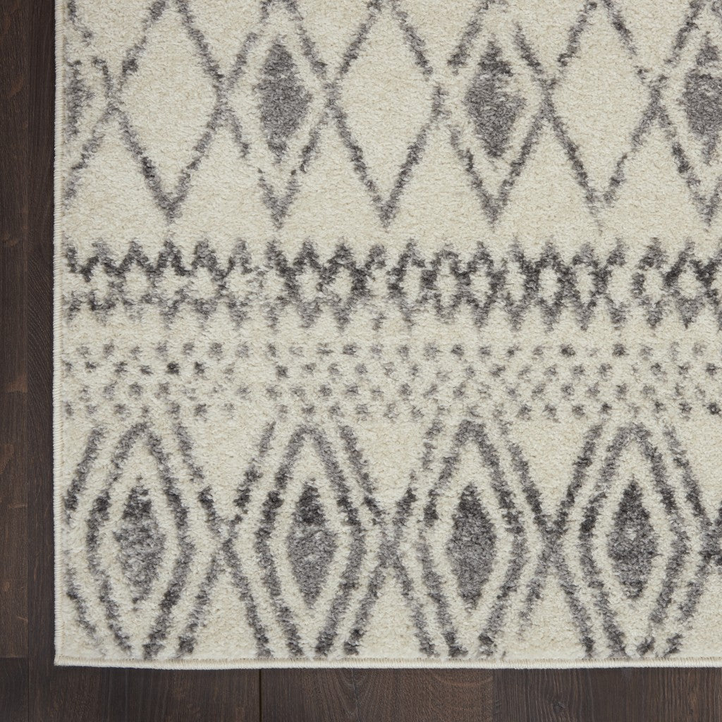 2’ X 10’ Ivory And Gray Berber Pattern Runner Rug