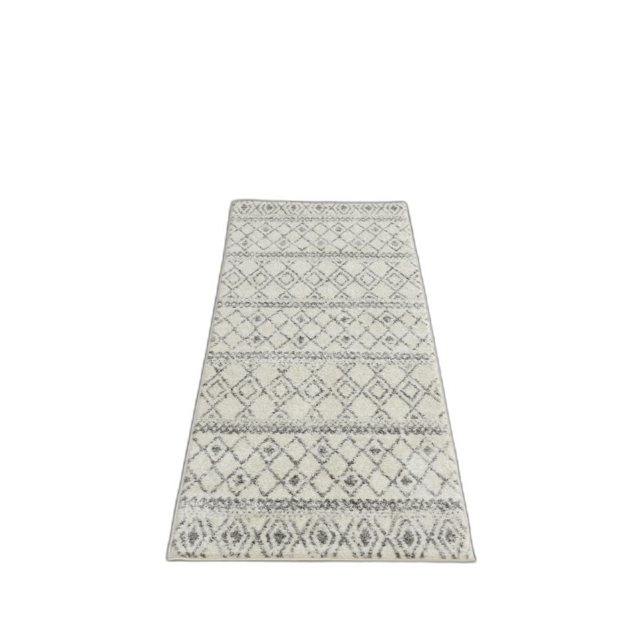 2’ X 10’ Ivory And Gray Berber Pattern Runner Rug