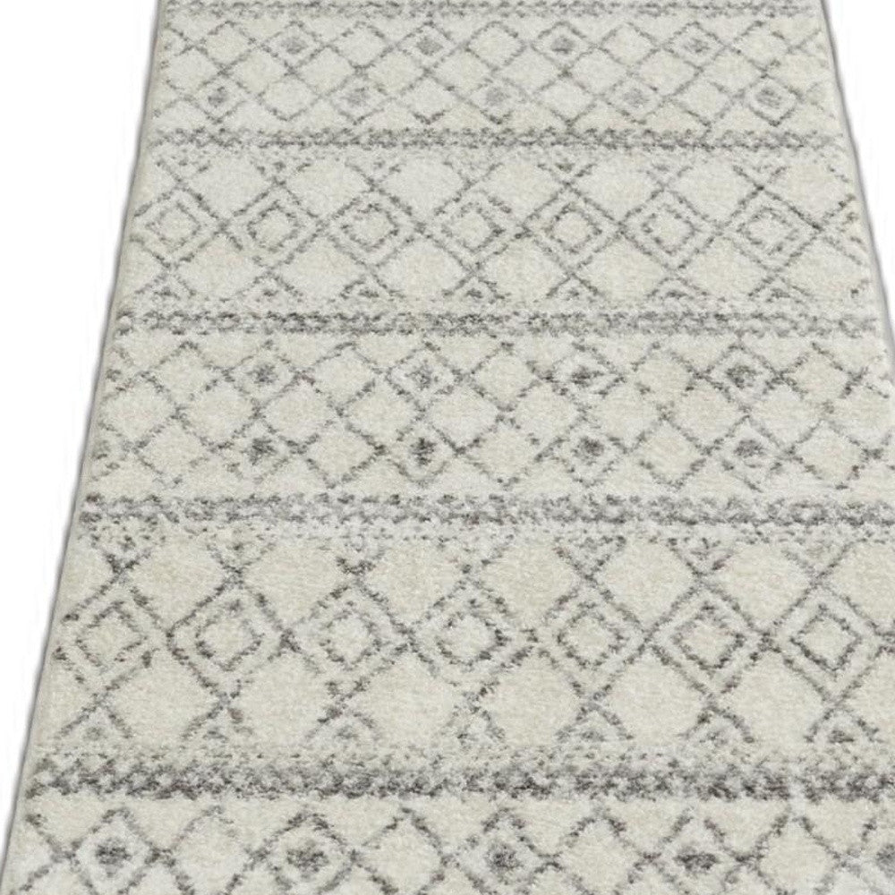 2’ X 10’ Ivory And Gray Berber Pattern Runner Rug