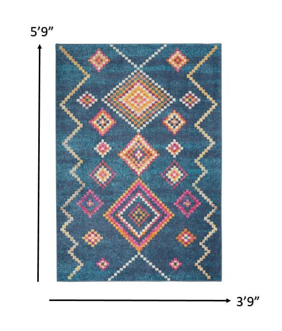 4’ X 6’ Navy Blue Berber Pattern Area Rug
