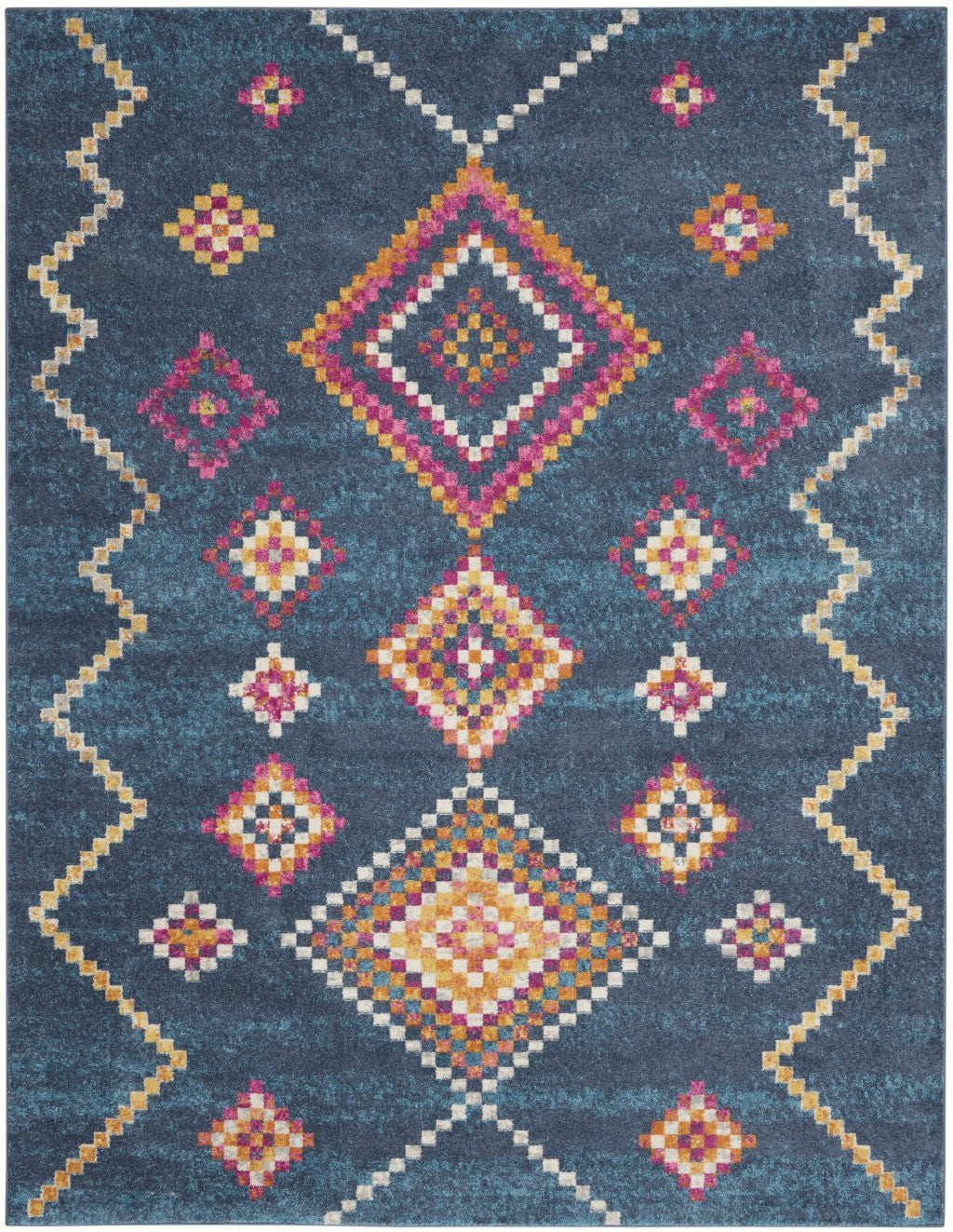 2’ X 3’ Navy Blue Berber Pattern Scatter Rug
