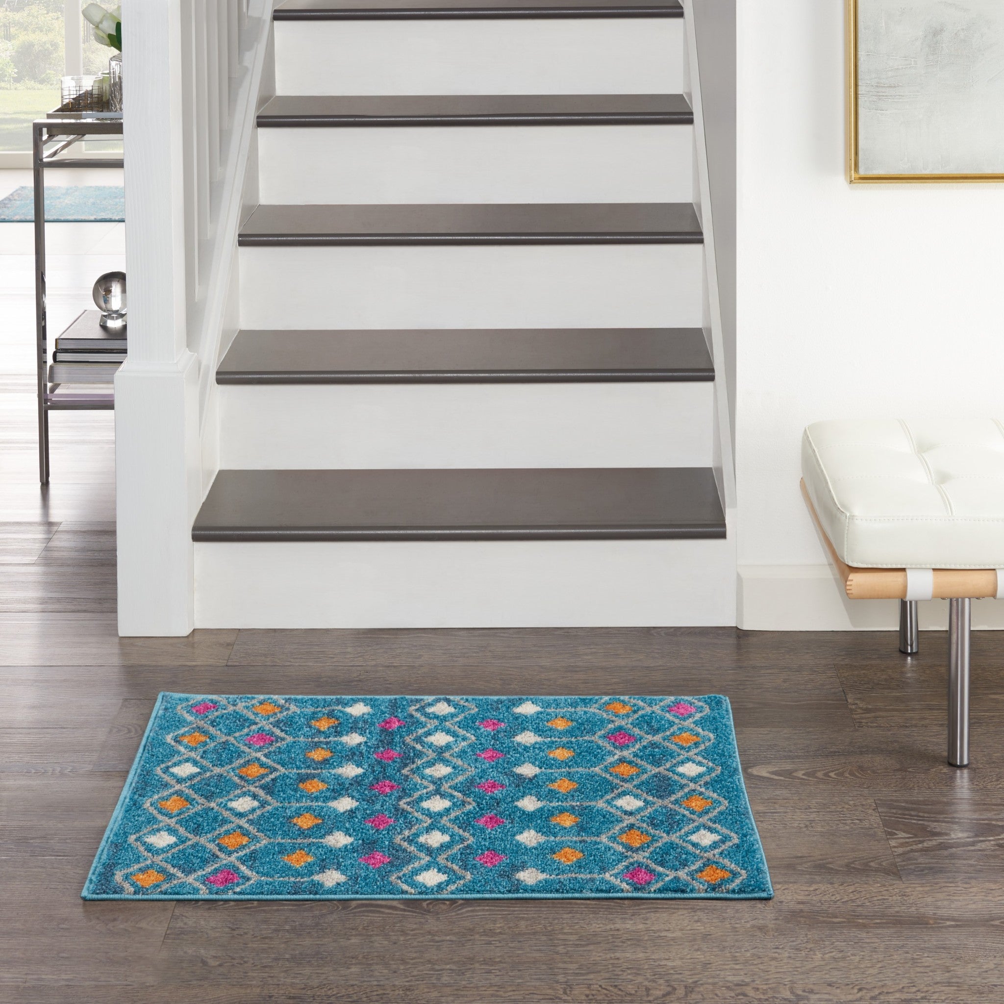 2’ X 3’ Blue Jewels Geometric Scatter Rug