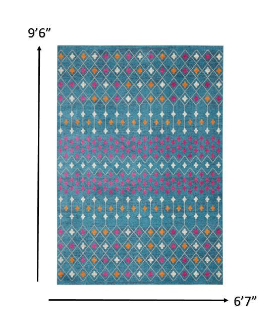 2’ X 3’ Blue Jewels Geometric Scatter Rug