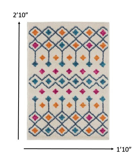 2’ X 3’ Ivory Jewels Geometric Scatter Rug