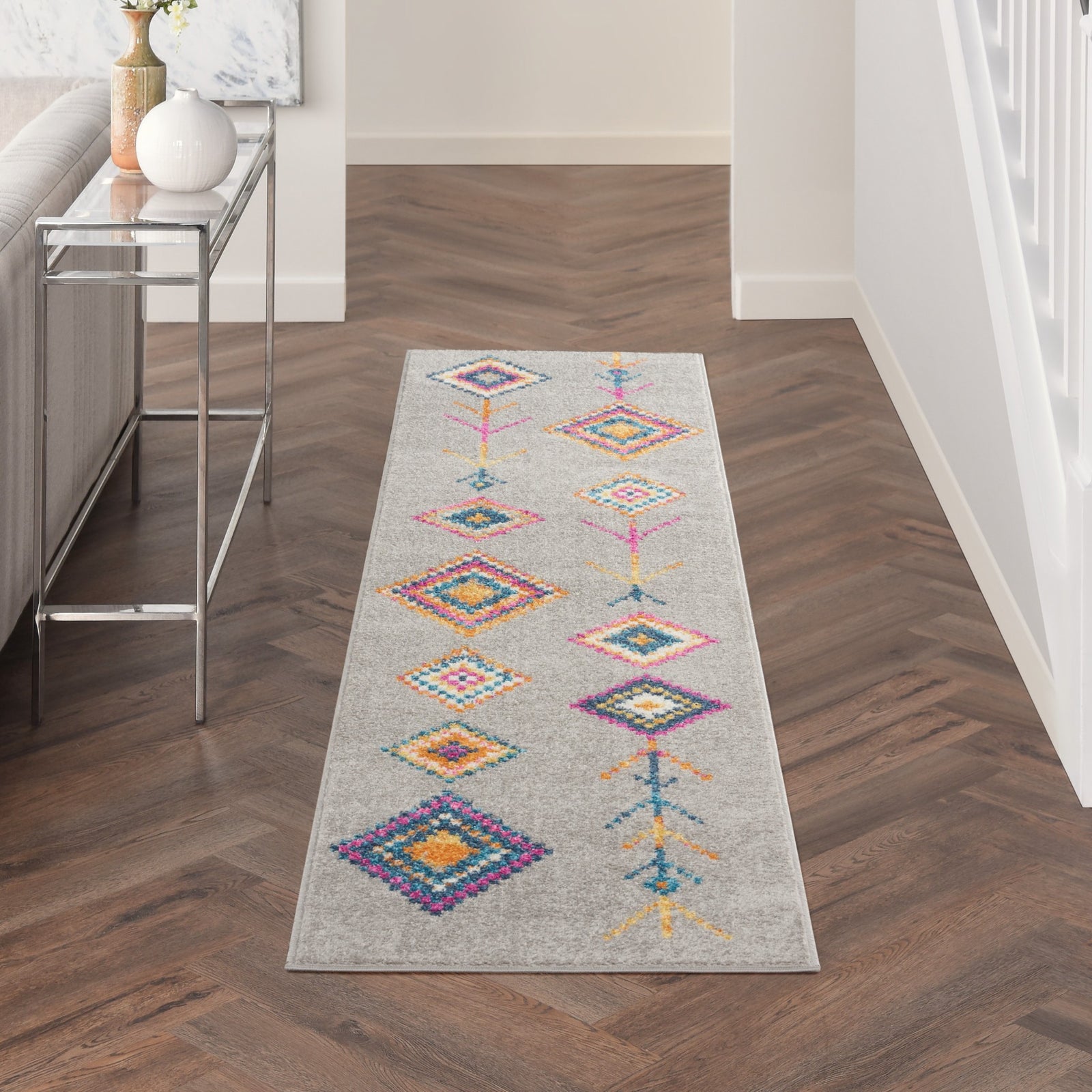 2’ X 3’ Gray And Multicolor Geometric Scatter Rug