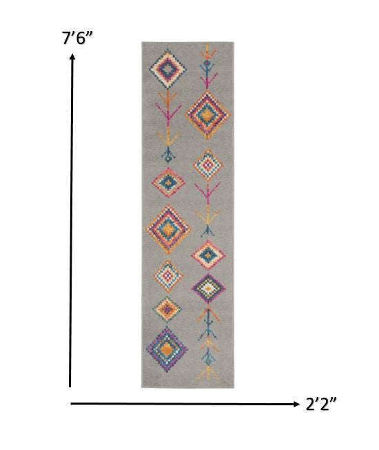 2’ X 3’ Gray And Multicolor Geometric Scatter Rug