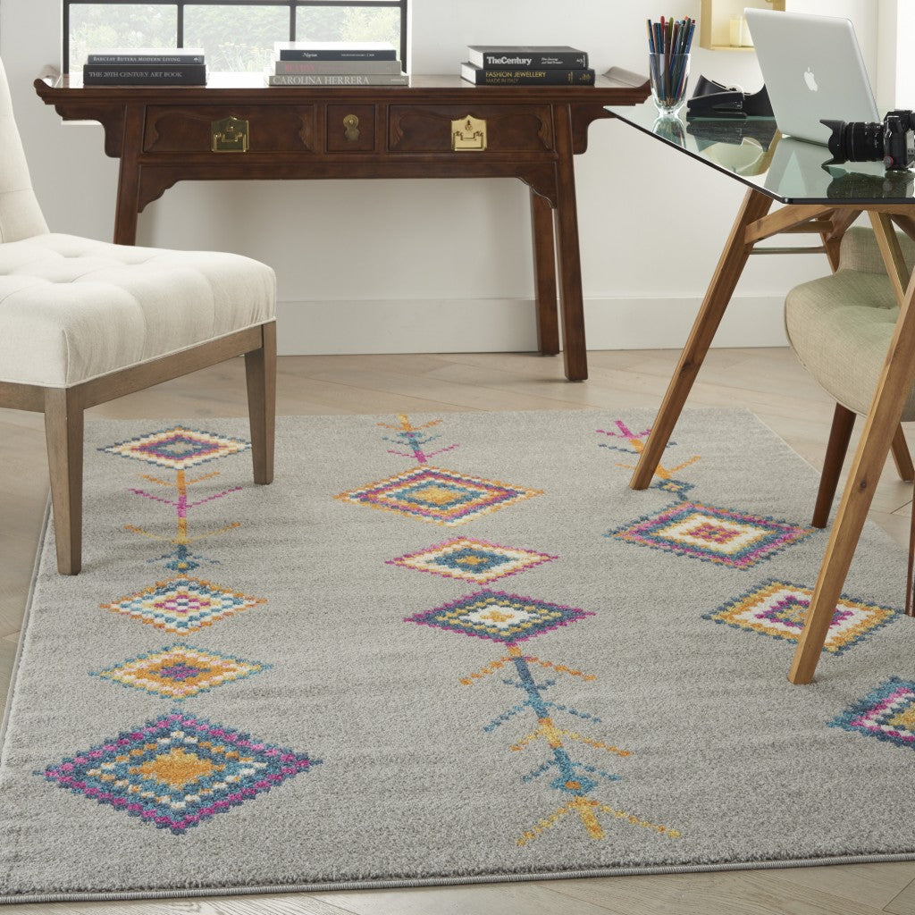 2’ X 3’ Gray And Multicolor Geometric Scatter Rug