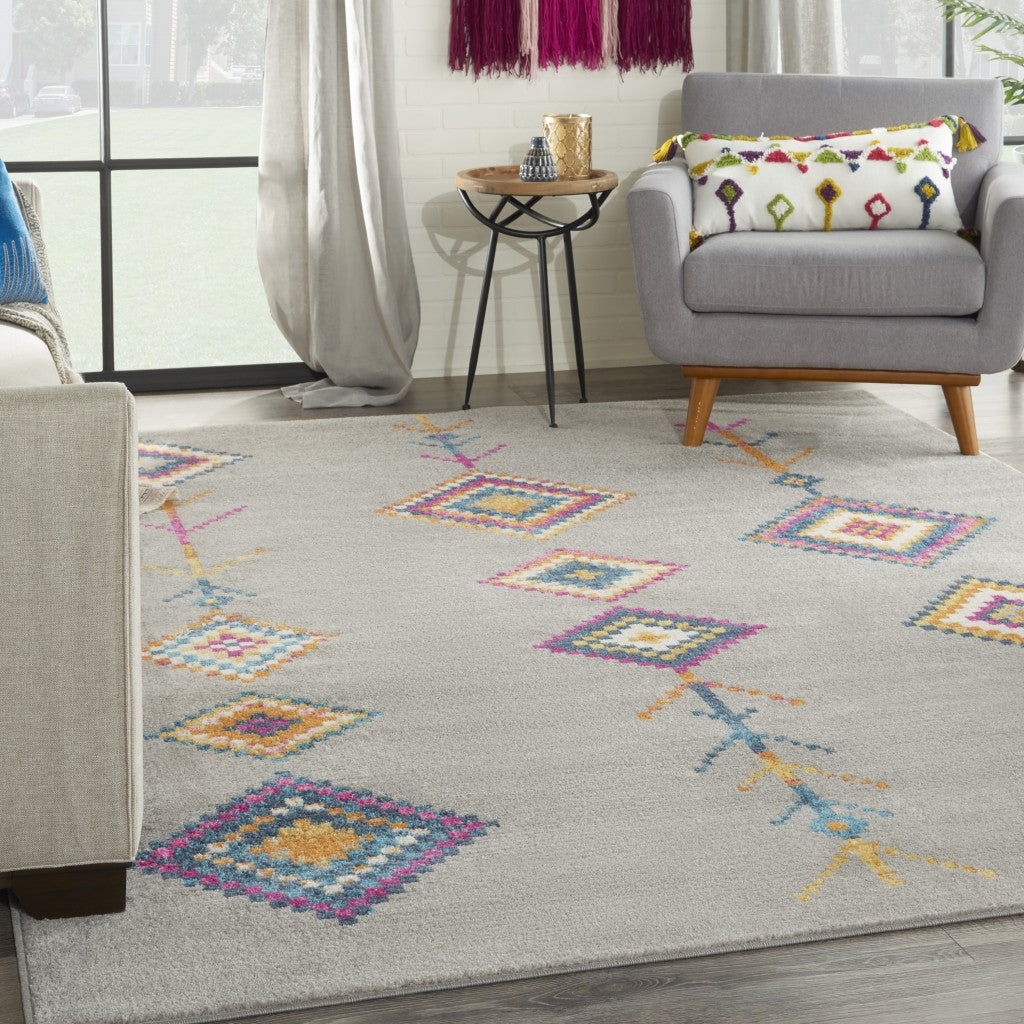2’ X 3’ Gray And Multicolor Geometric Scatter Rug