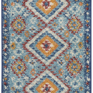 2’ X 3’ Blue And Multi Diamonds Scatter Rug