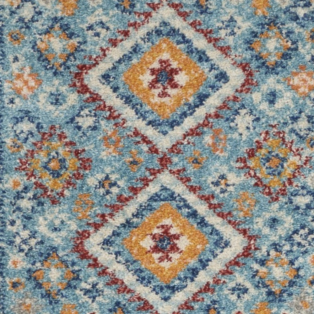 2’ X 3’ Blue And Multi Diamonds Scatter Rug