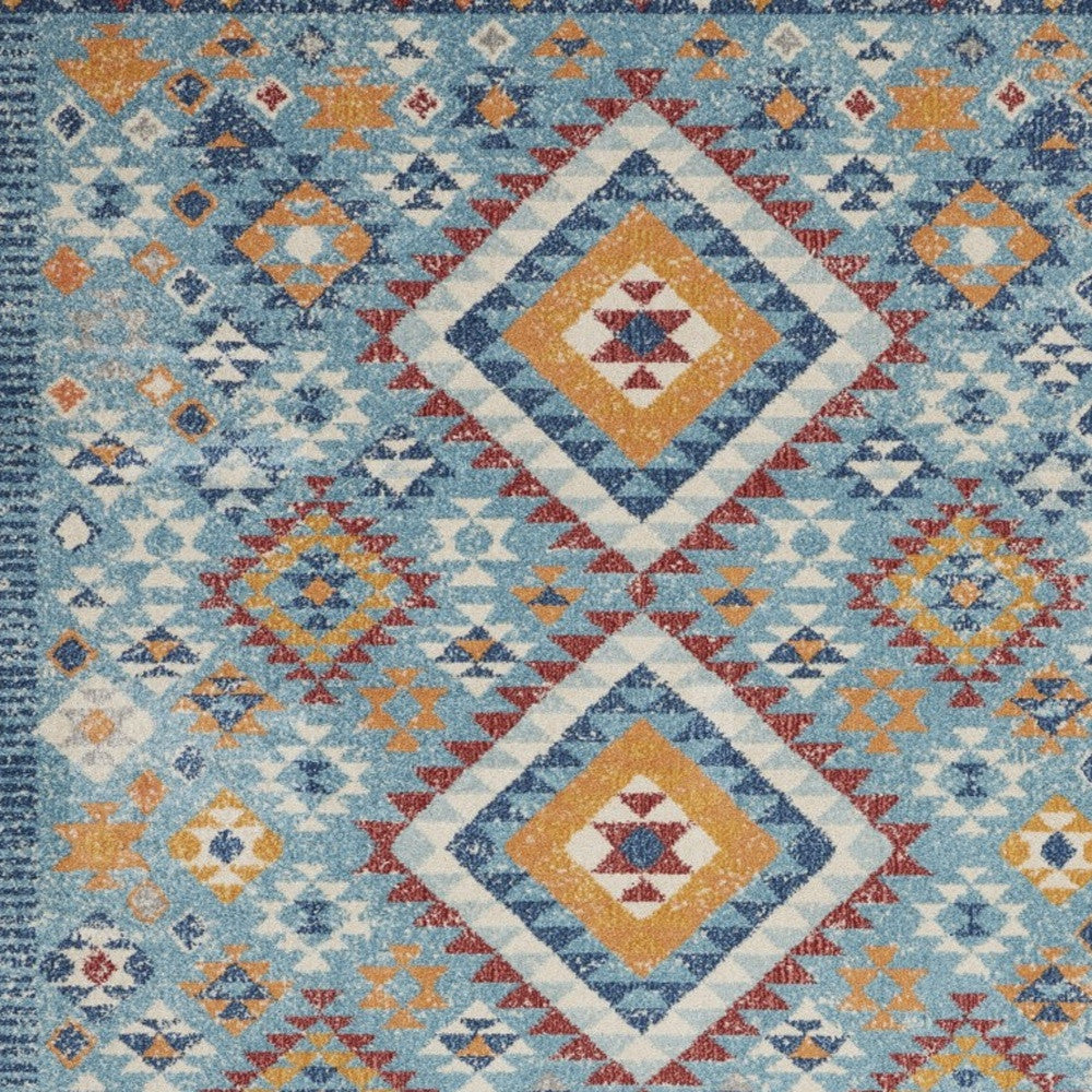 2’ X 3’ Blue And Multi Diamonds Scatter Rug