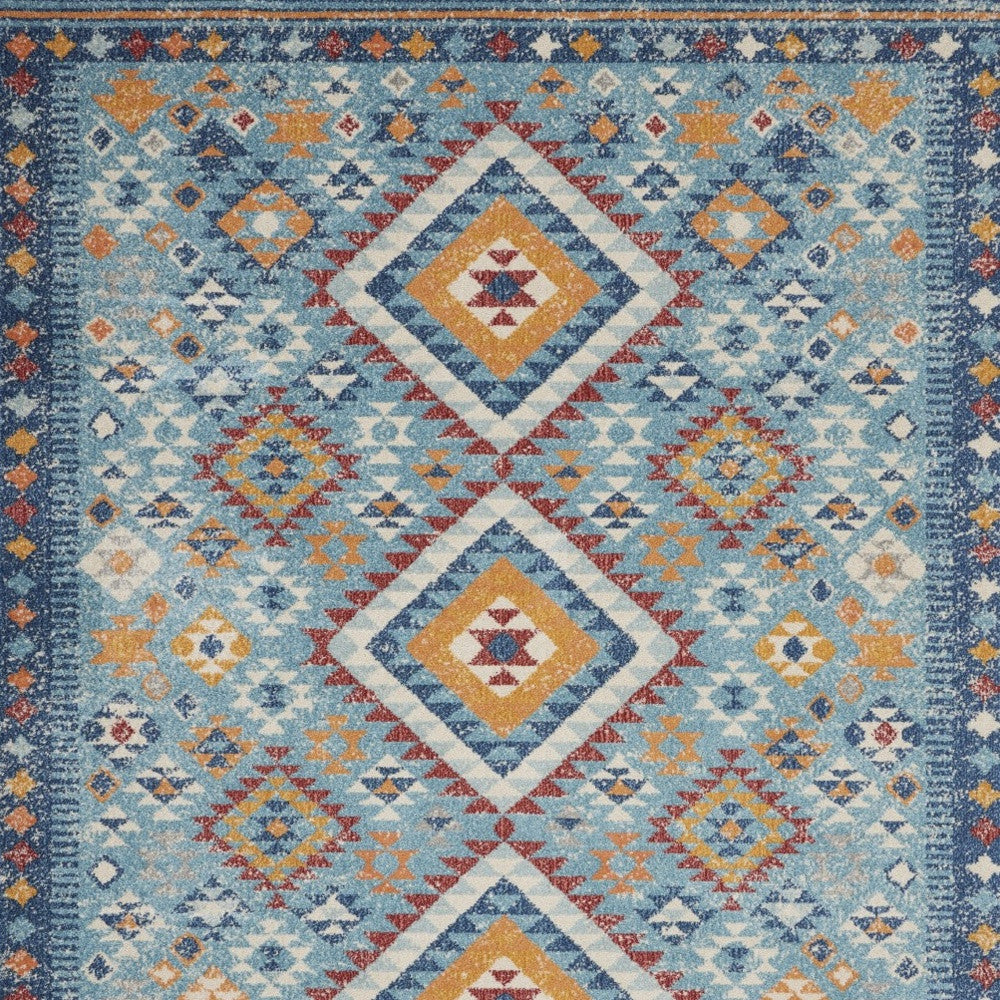 2’ X 3’ Blue And Multi Diamonds Scatter Rug