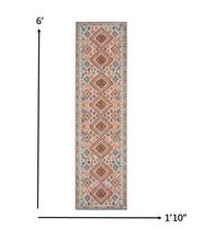 2’ X 6’ Ivory And Red Diamonds Runner Rug