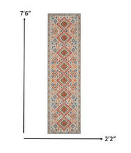 2’ X 6’ Ivory And Red Diamonds Runner Rug