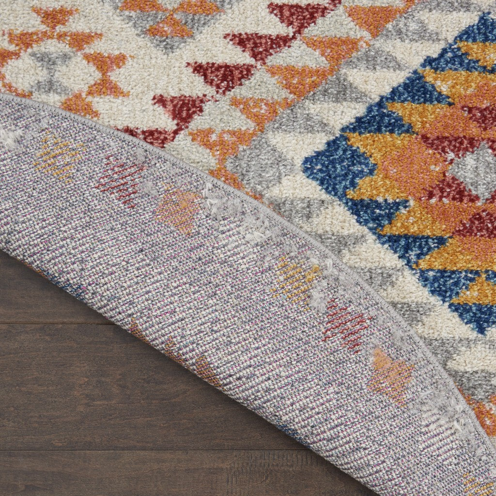 2’ X 6’ Ivory And Red Diamonds Runner Rug