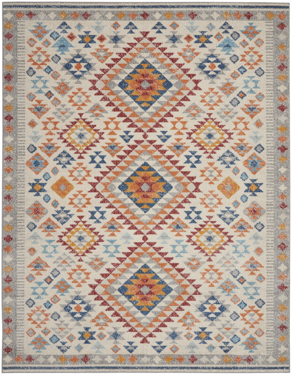 2’ X 6’ Ivory And Red Diamonds Runner Rug