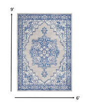 4’ X 6’ Gray And Blue Persian Medallion Area Rug